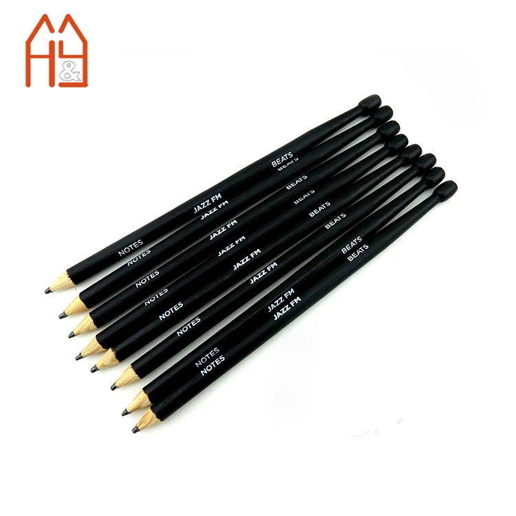 Custom 7 Inches Black Painting Drumstick Pencil for Children and Promotion