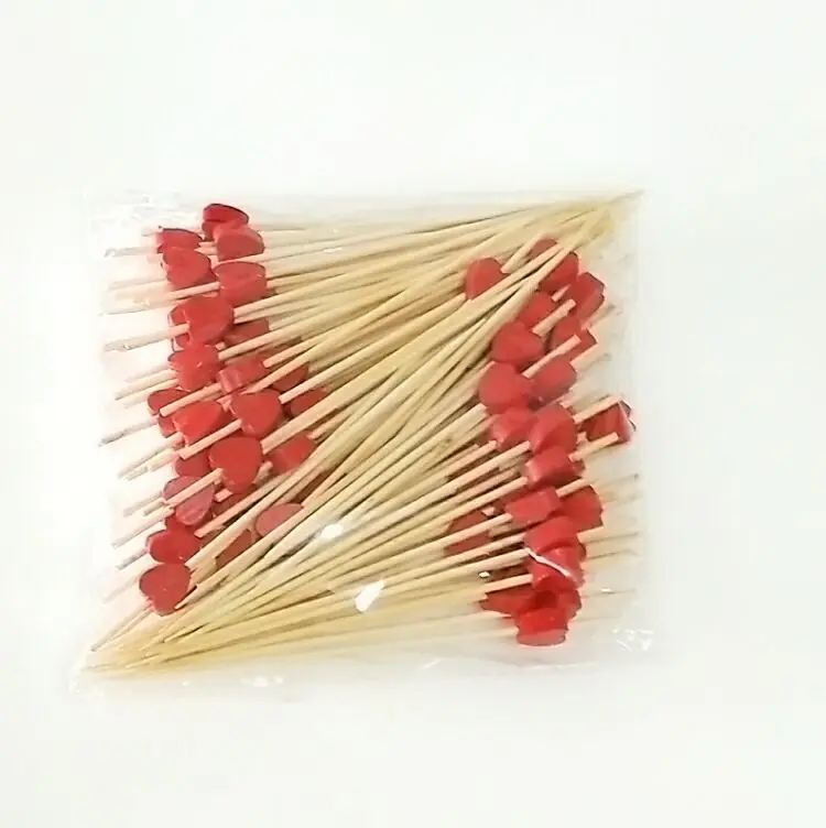 Одноразовые шарики в форме сердца из бамбука для барбекю коктейлей вечеринок