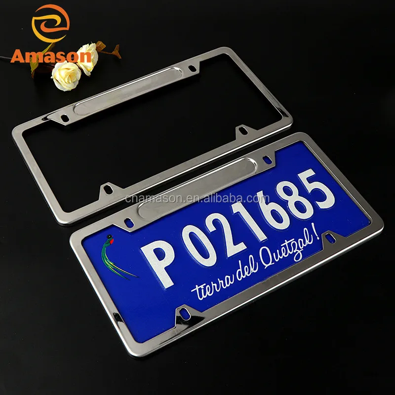 New polished stainless steel US license plate frame 2 hole license plate frame