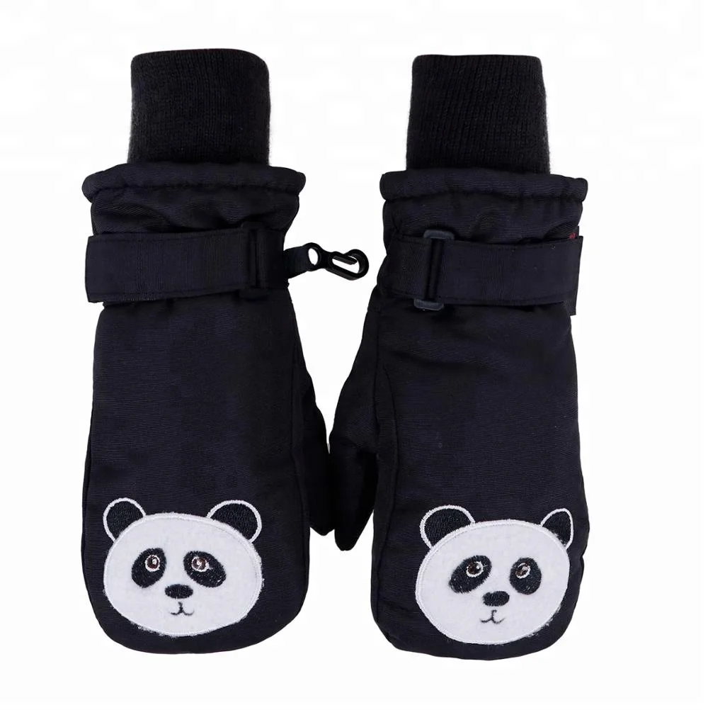 Детские Водонепроницаемые зимние лыжные варежки с животным дизайном панда S