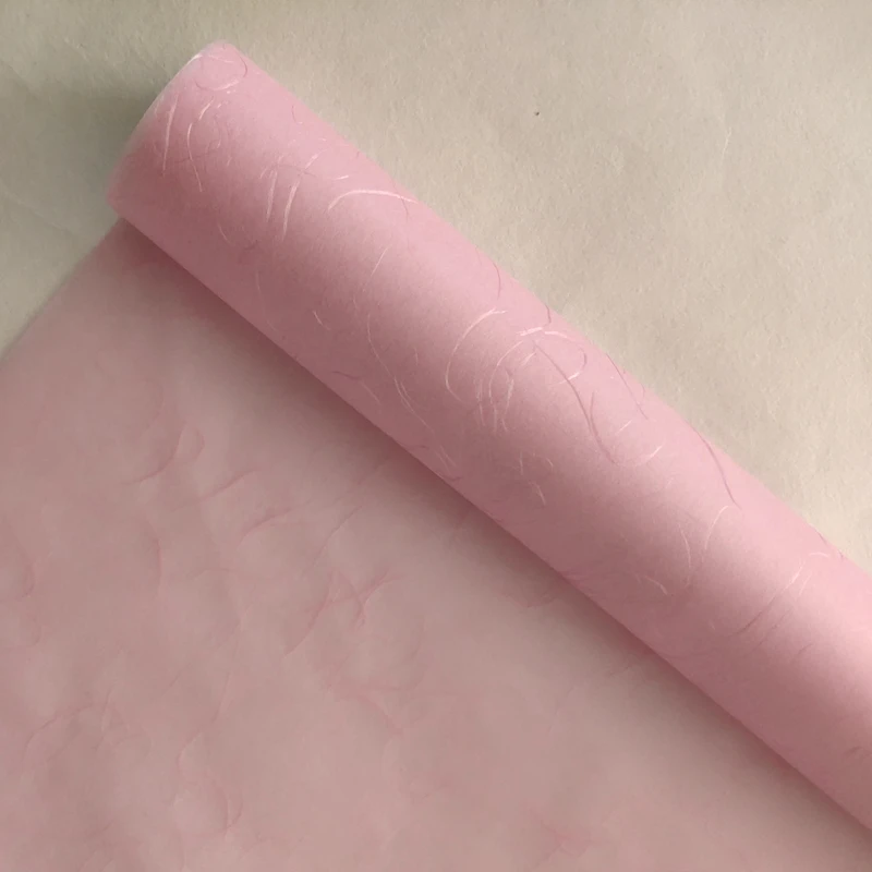 
pink eco friendly specialty bopp film laminated water proof flower wrapping decoration silk paper 60cm x 5m 