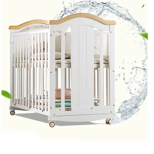 Convertible Wooden Baby Cot Bed Cradle Crib Multi Functional Free Mosquito Net