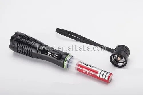 Factory wholesale Zoomable XML T6 Flashlights Zoomable Led flashlight torch light with 18650 Battery Charger set packaging box
