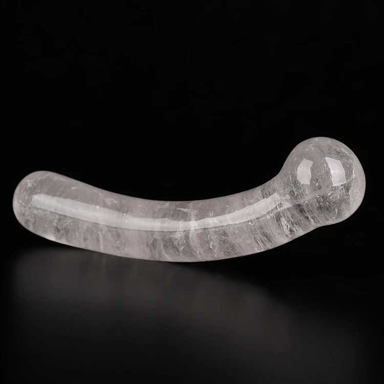 Natural clear quartz crystal dildo curved wands crystal massager for men Health Energy Massage Stick Artificial Penis For Sale