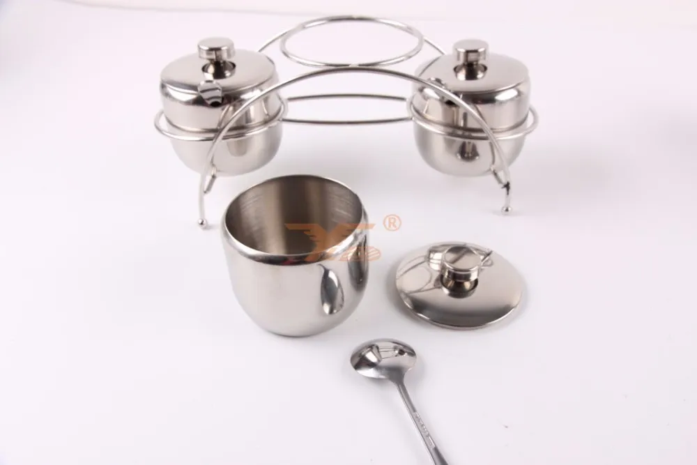 Stainless steel sugar bowl and creamer hot pot seasoning pot spice jar seal/ bulk spice jar rack spice bottle