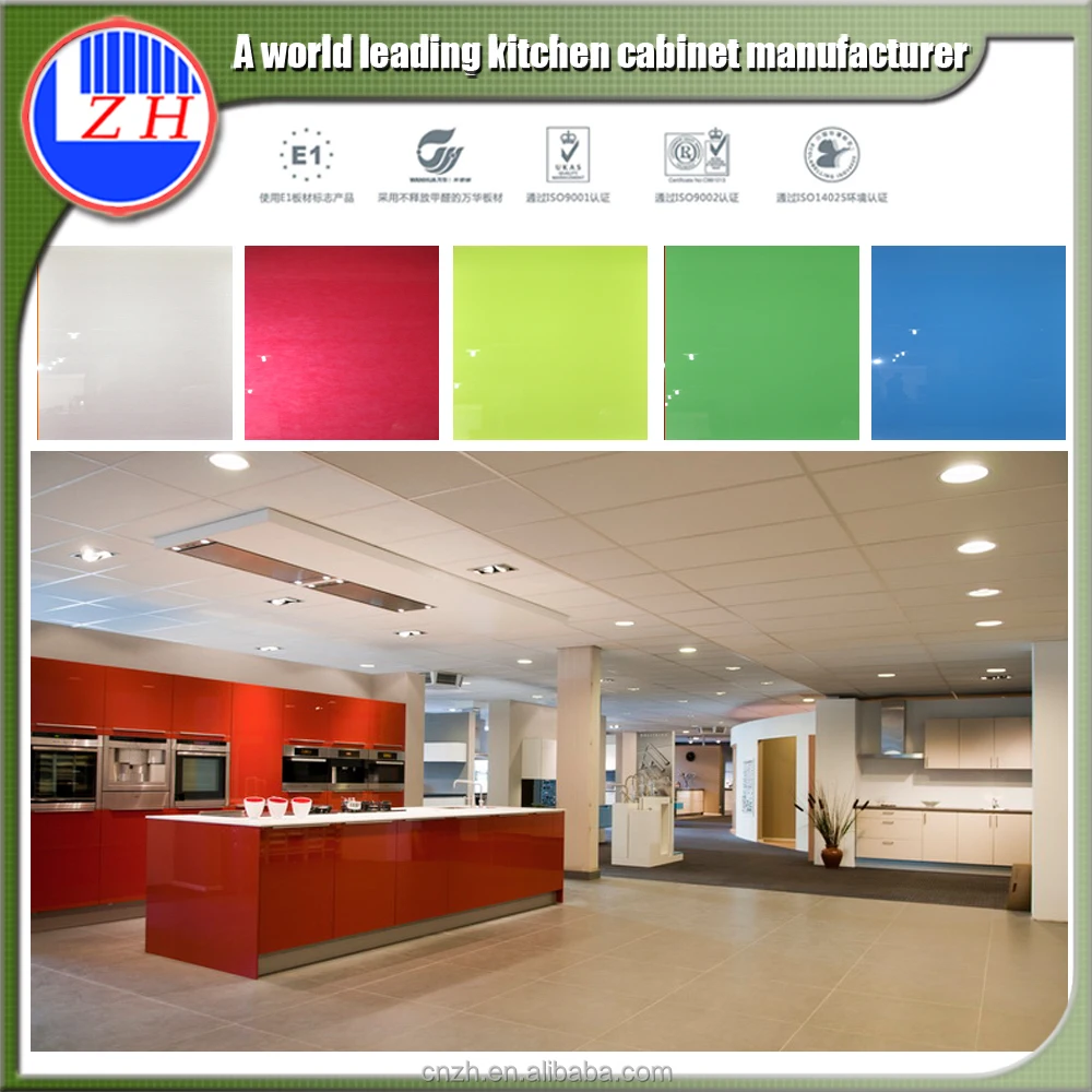 Fiber kitchen pantry cupboard High gloss colored self assemble plastic kitchen cabinets