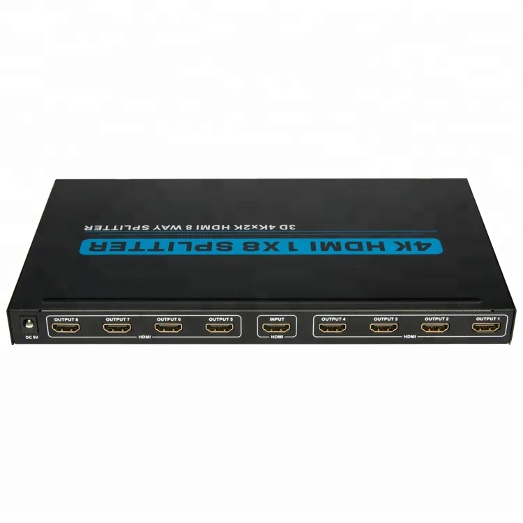 Factory price high speed 4K 3D 1(in)X8(out) 5V 1A for  LPCM 7.1CH  DTS-HD Master Audio HDMI Splitter