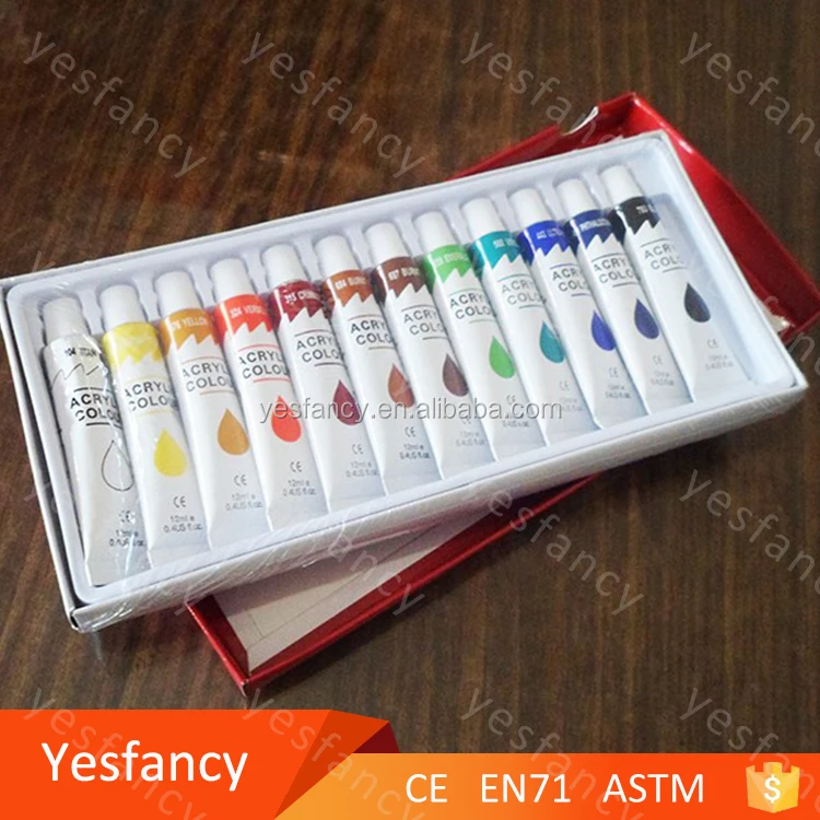 good quality 12ml 12 colours acrylic painting techniques ideas