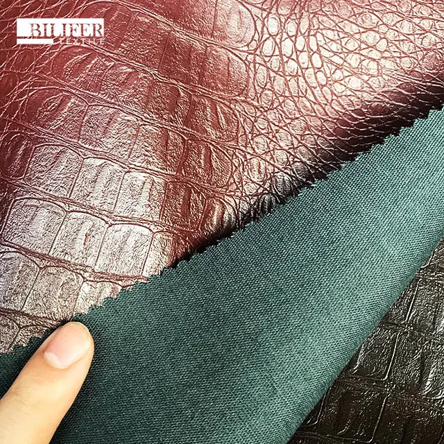 wholesale  good quality leather fabric artificial leather embossed crocodile pu leather