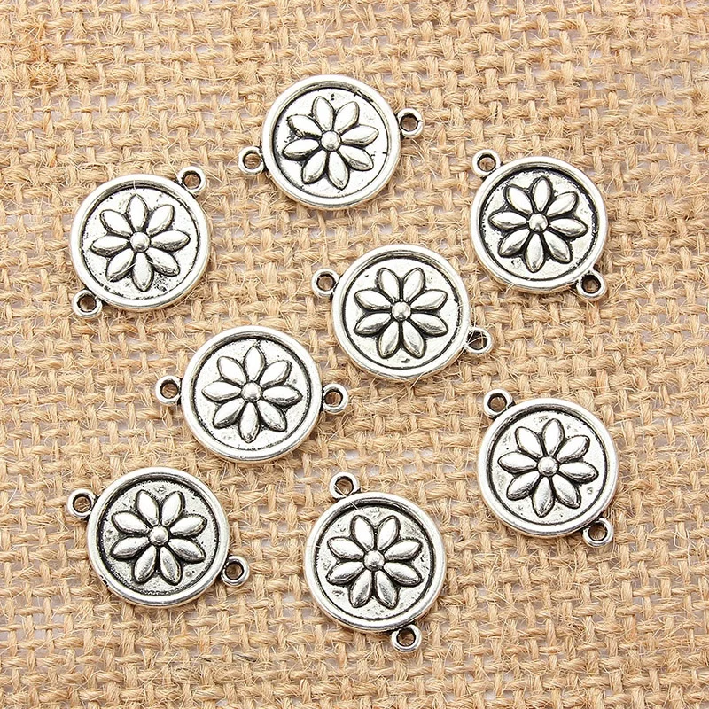 Antique Silver Flower Connectors For DIY Jewelry Making Supplies Necklace Bracelet Connectors DIY Jewelry Findings customizable