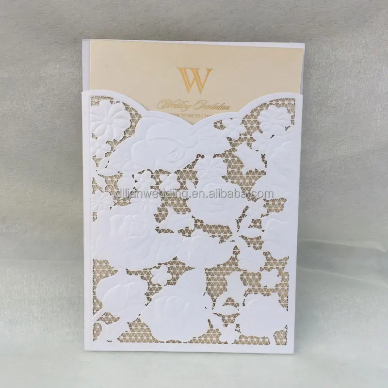 Light gold embossing rose nepali marriage invitation card