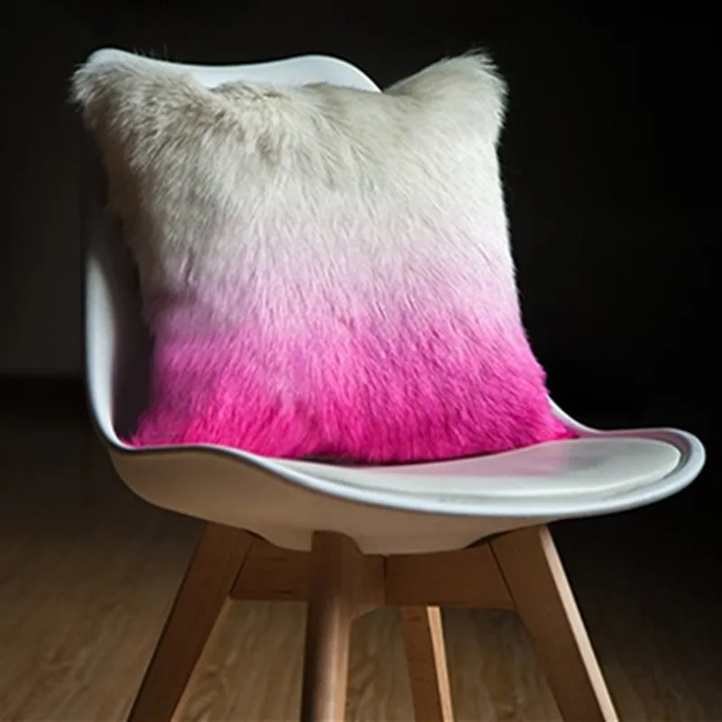 factory real goat fur pillows 40x40 square throw pillow with long curly hair