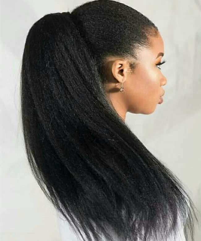 
wholesale kinky hair ponytail drawstring remy human hair ponytail 