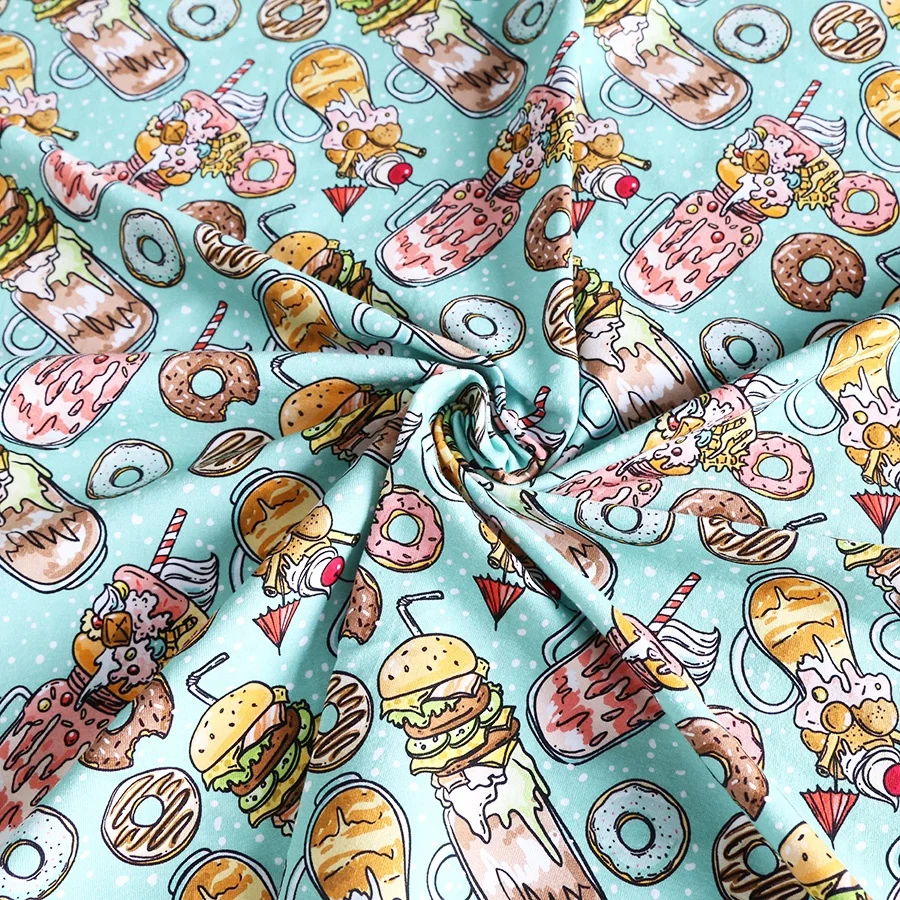 
Digital printing 95 Cotton 5 Spandex Knitted fabric for kids 