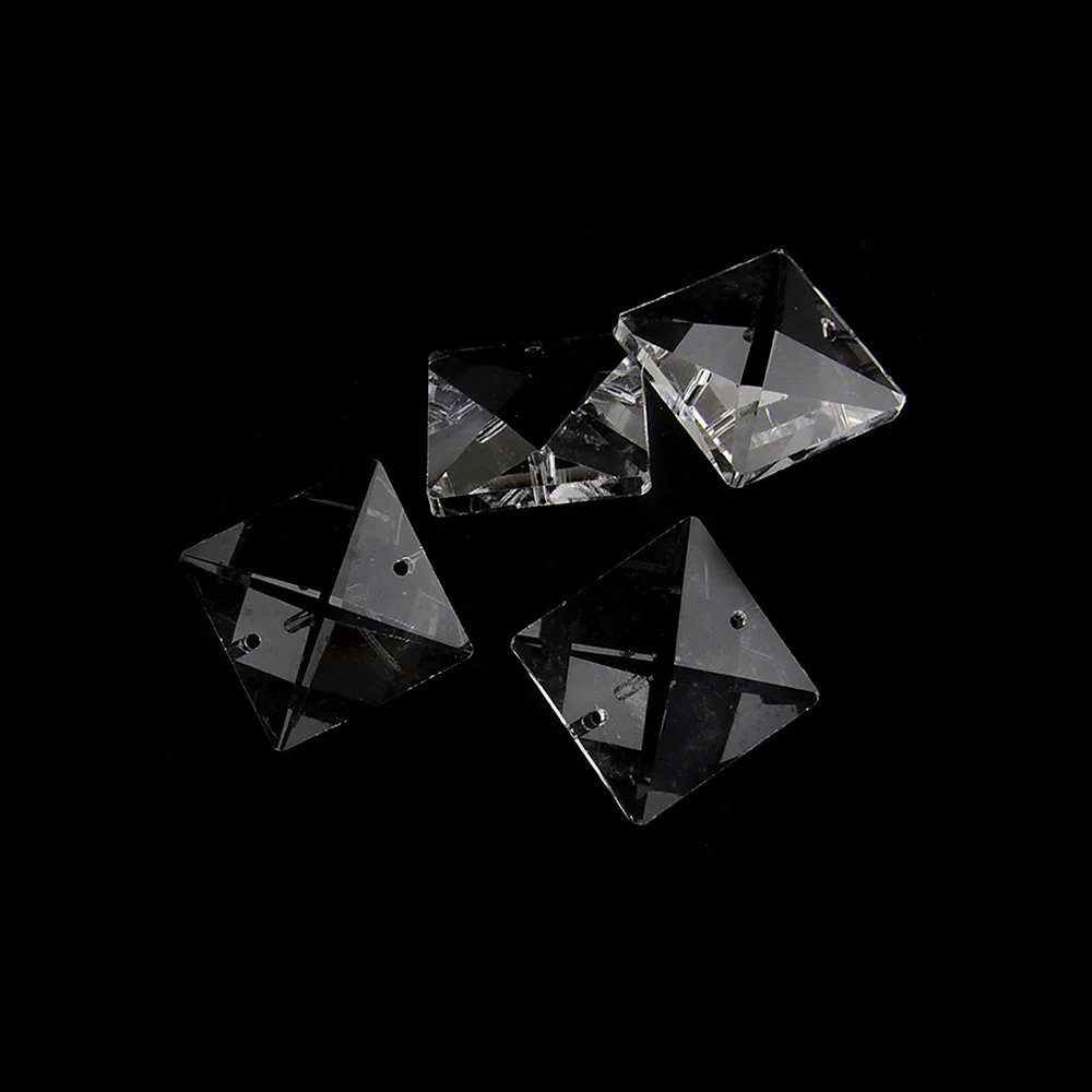 Hot ! New! Clear 22mm Square Crystal  Beads In 2 Holes For Lamp Chandelier Beads Parts Pendant Prism