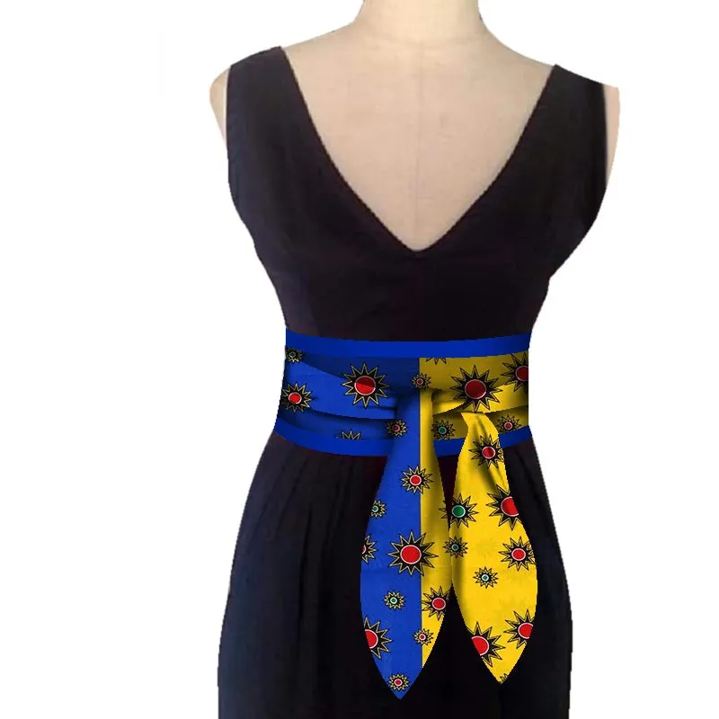 
 Юбка с Африканским принтом Оби Анкара, зеленый желтый пояс с баской, на пуговицах, хороший аксессуар ручной работы, WYB268  