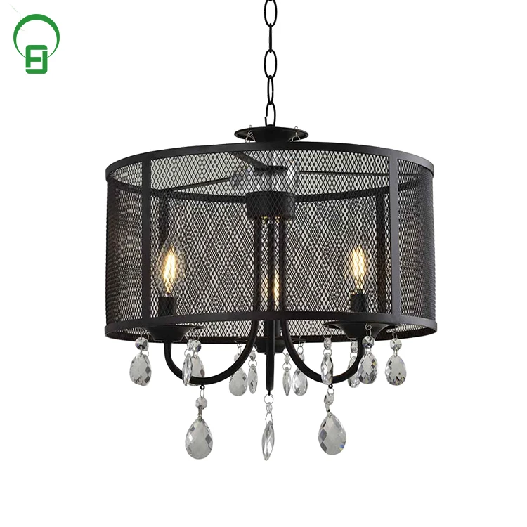 American country style antique big size lighting hotel chinese k9 crystal mini black chandelier