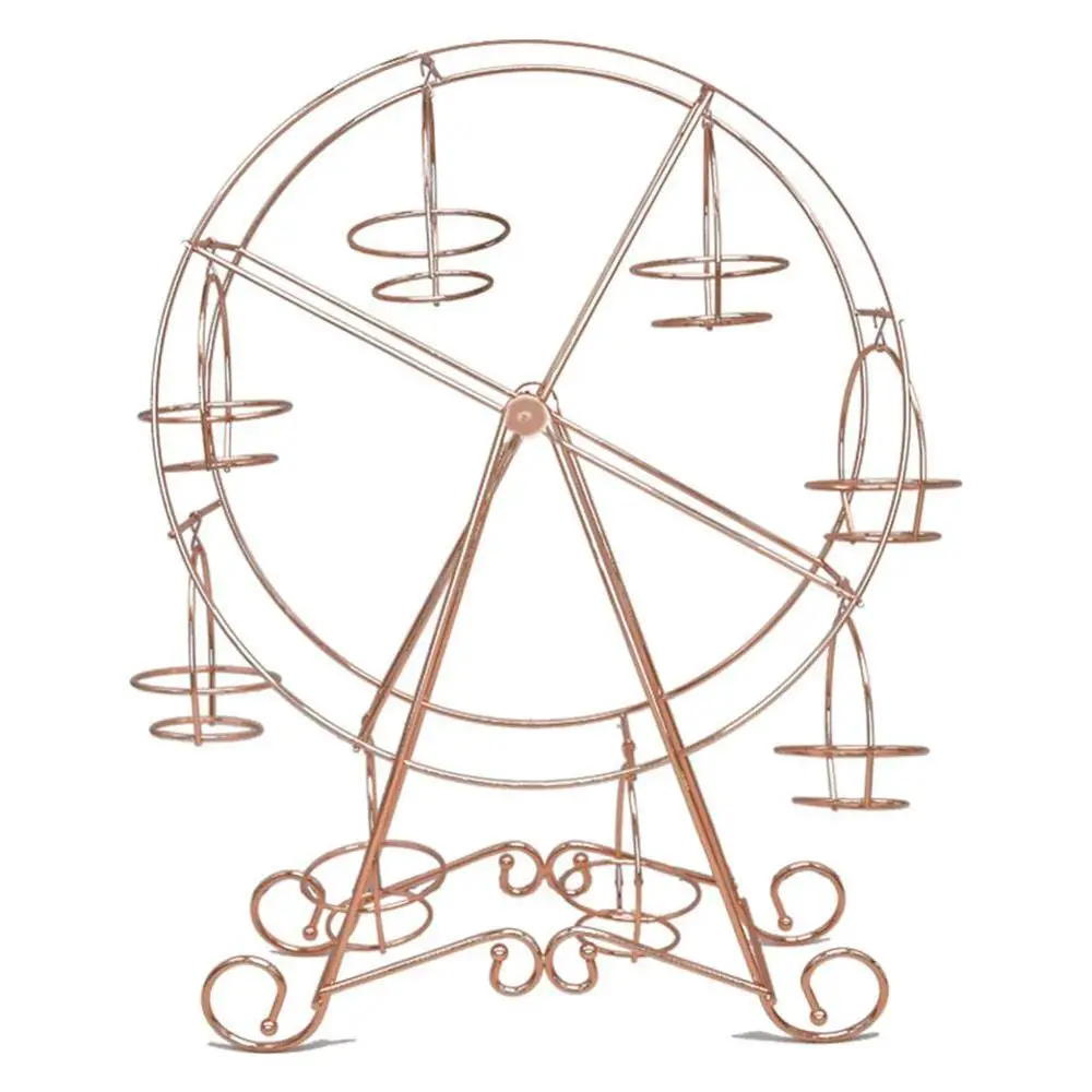 Wideny Home Party decoration Plated Metal wire Rose Gold wedding Ferris wheel cupcake stand