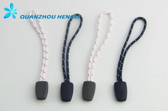 High quality custom reflective logo zipper pull with rope