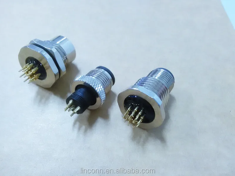 4/5/8/10pin waterproof IP67 circular connector panel mount m12 connector