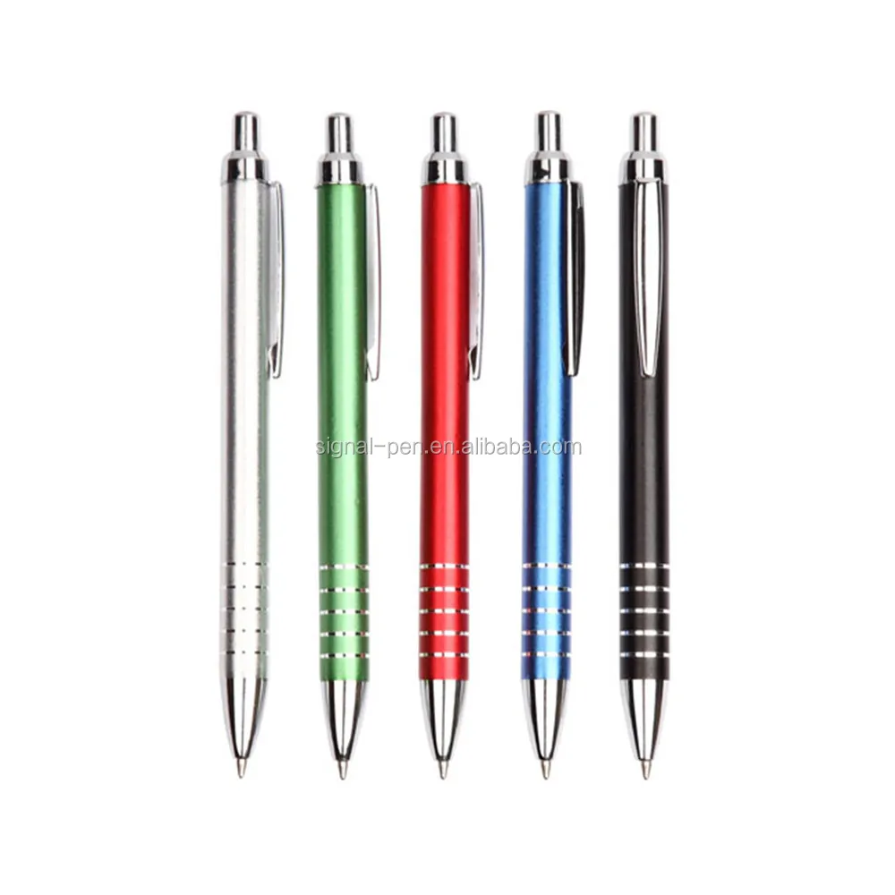 Give away pens matte metallic color ball pen metal clip plastic pen
