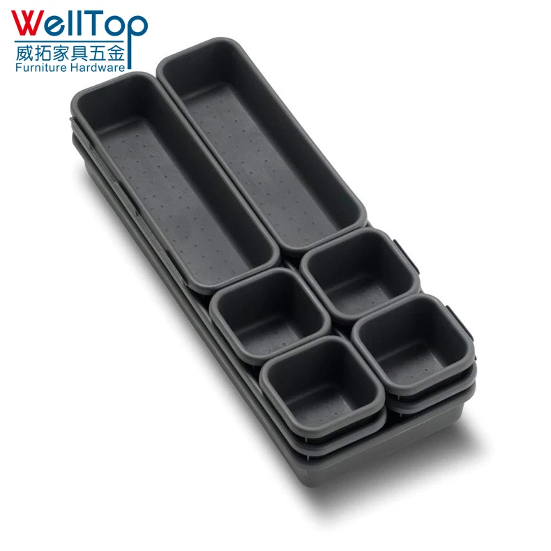 
Value 9-Piece Interlocking Bin Pack - Granite Customizable Multi-Purpose Storage kitchen plastic tray VT-08.018 