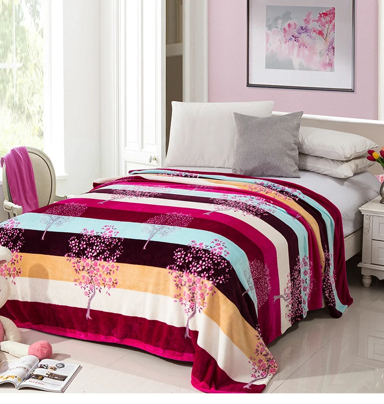 Great quality supermarket thick polyester blanket flannel for adult