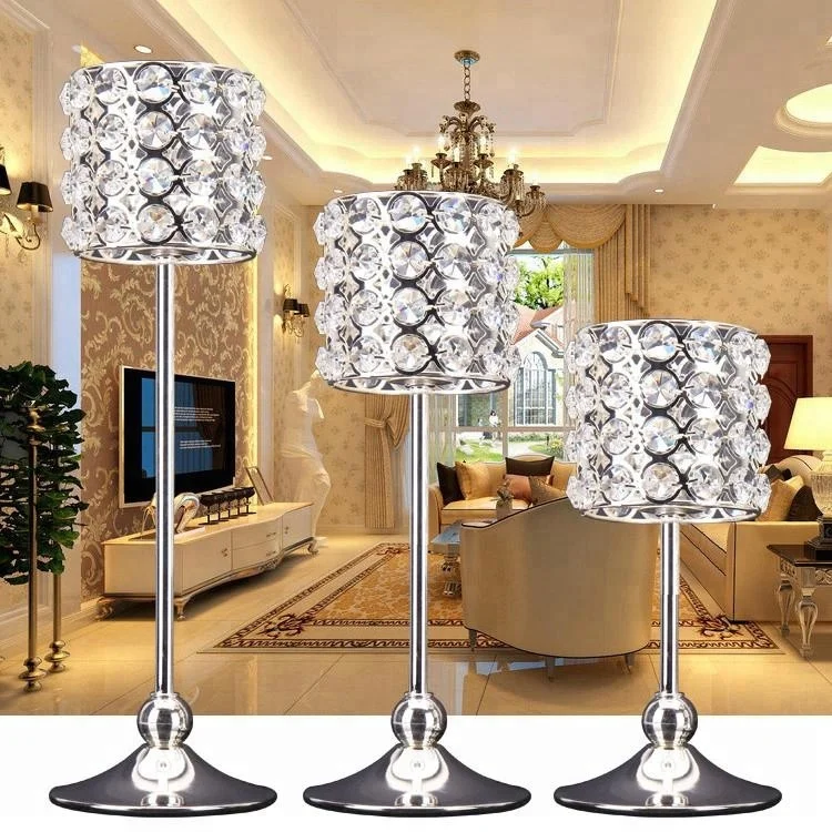 Manufacturer wholesale crystal silver candle holders wedding table decorations