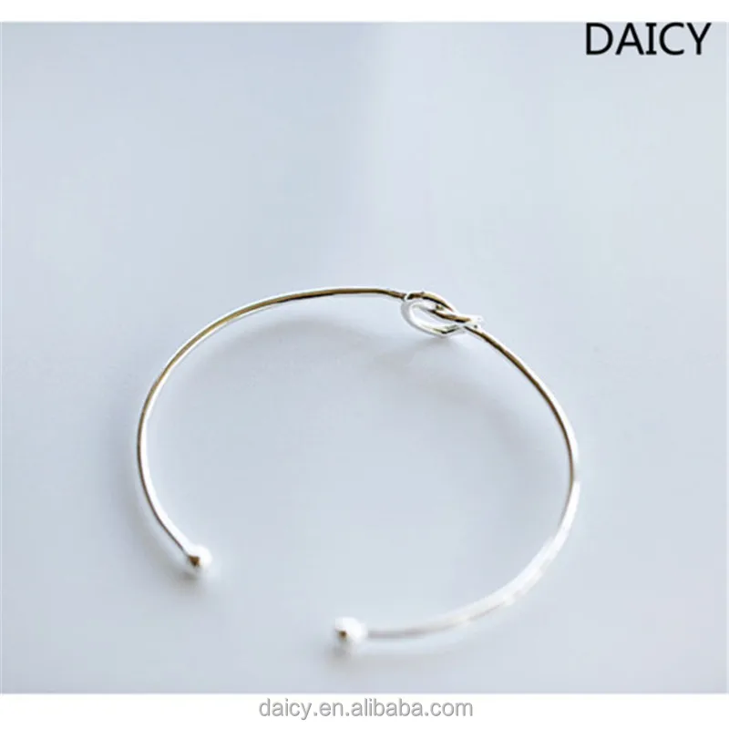 DAICY cheap elegant Korean style girl open knot heart 925 sterling silver bangle