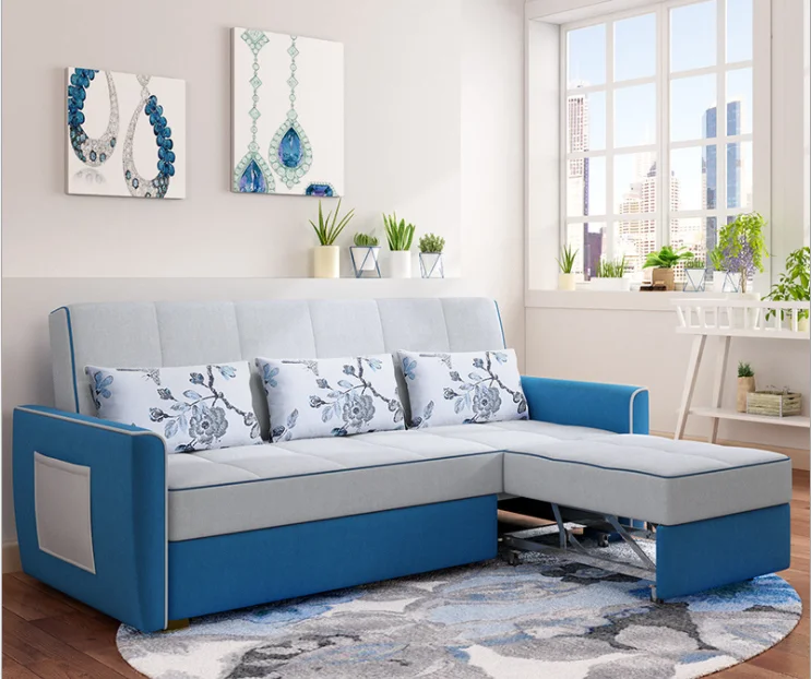 Modern storage corner custom folding double deck cover adjustable couch sleep fabric sofa bed