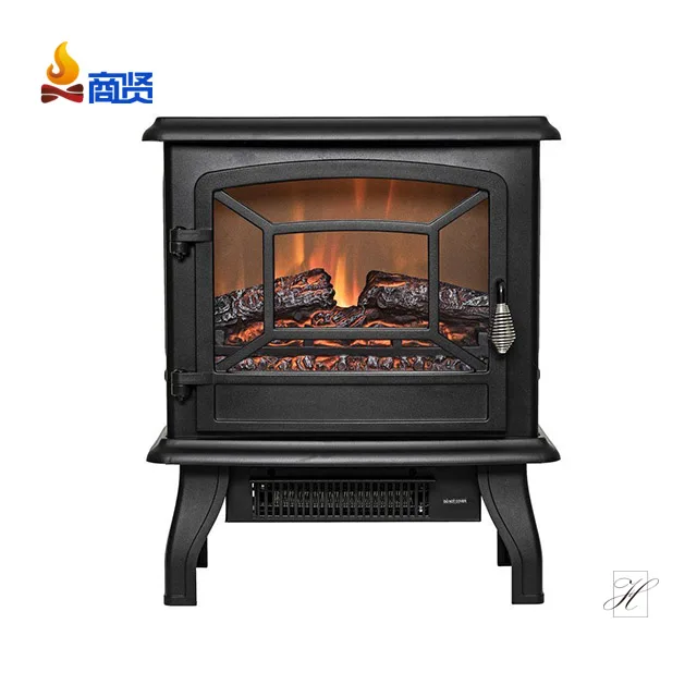 17in caster cast iron cheap portable freestand fireplace electric with mantel
