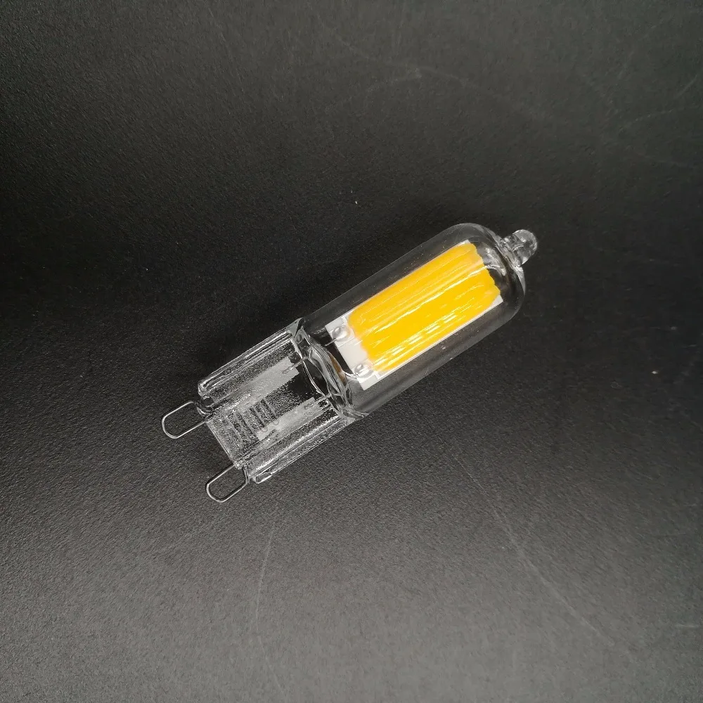 NEW ERP New Transparent COB Chip Glass Design CE ROHS 220V G9 LED Light Bulb G4COB-002