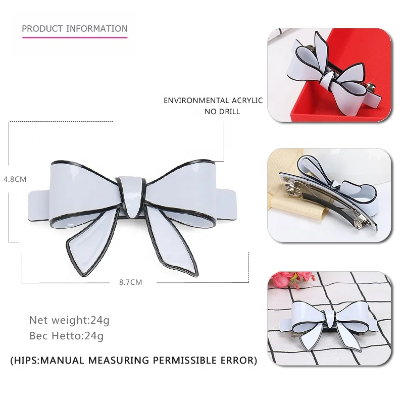 9 Candy Color Big Bow Hair Barrette Clips High Quality Acrylic Bow Hair Clip for Girls