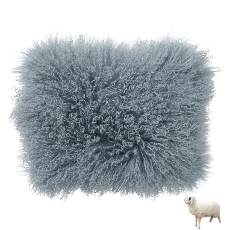 Fur Cushion Cover 50 X50cm Size Pillows Mongolian Custom Single Sided Wool 100% Polyester Adults White Grey Brown or Customize