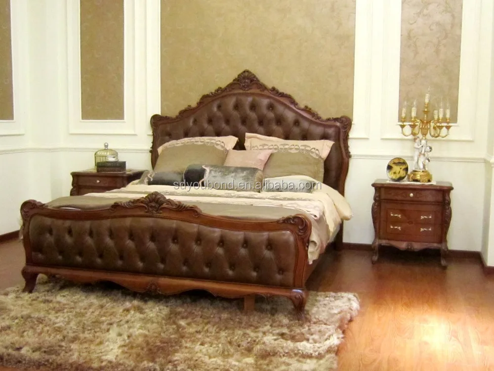 0052 Italy design antique delicate wood carving bedroom set furntiure