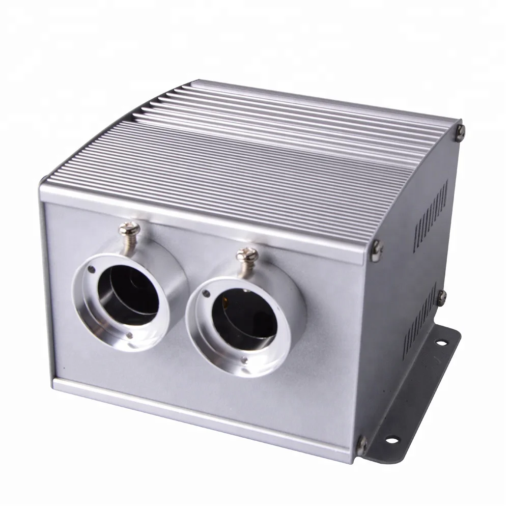 LEA-502 10W Dual Port Fibre Optic Light Engine With 6 Color Wheel Dim Remote Controller Endcap Fiber Adaptors 12v Transformer