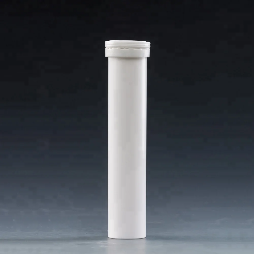 white plastic packaging moisture proof container empty tube with lid for vitamin effervescent tablet