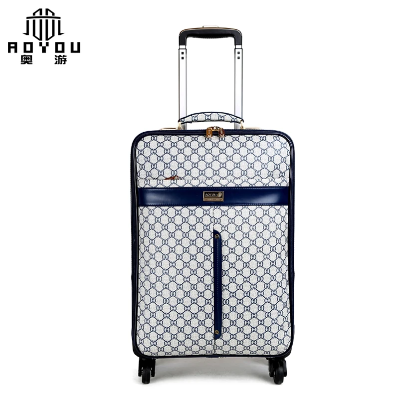 3pcs 16/20/24 inch women pu leather brown Suitcase Rolling Luggage Tote Bag Set