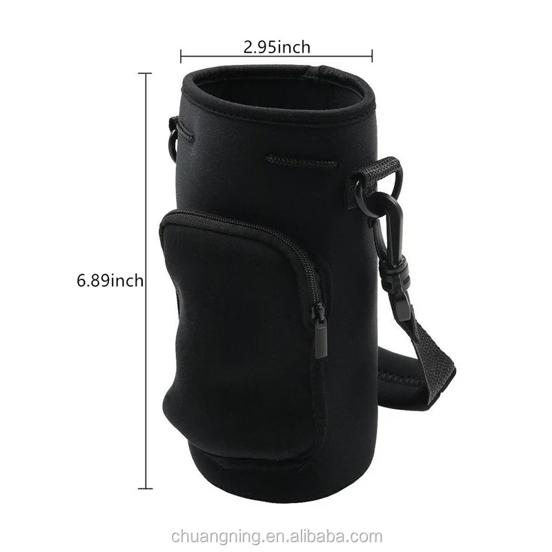 Water Bottle Carrier Bag Holder Sleeve With Adjustable Shoulder Strap And Porket Insulated Bottle Case Pouch Cover