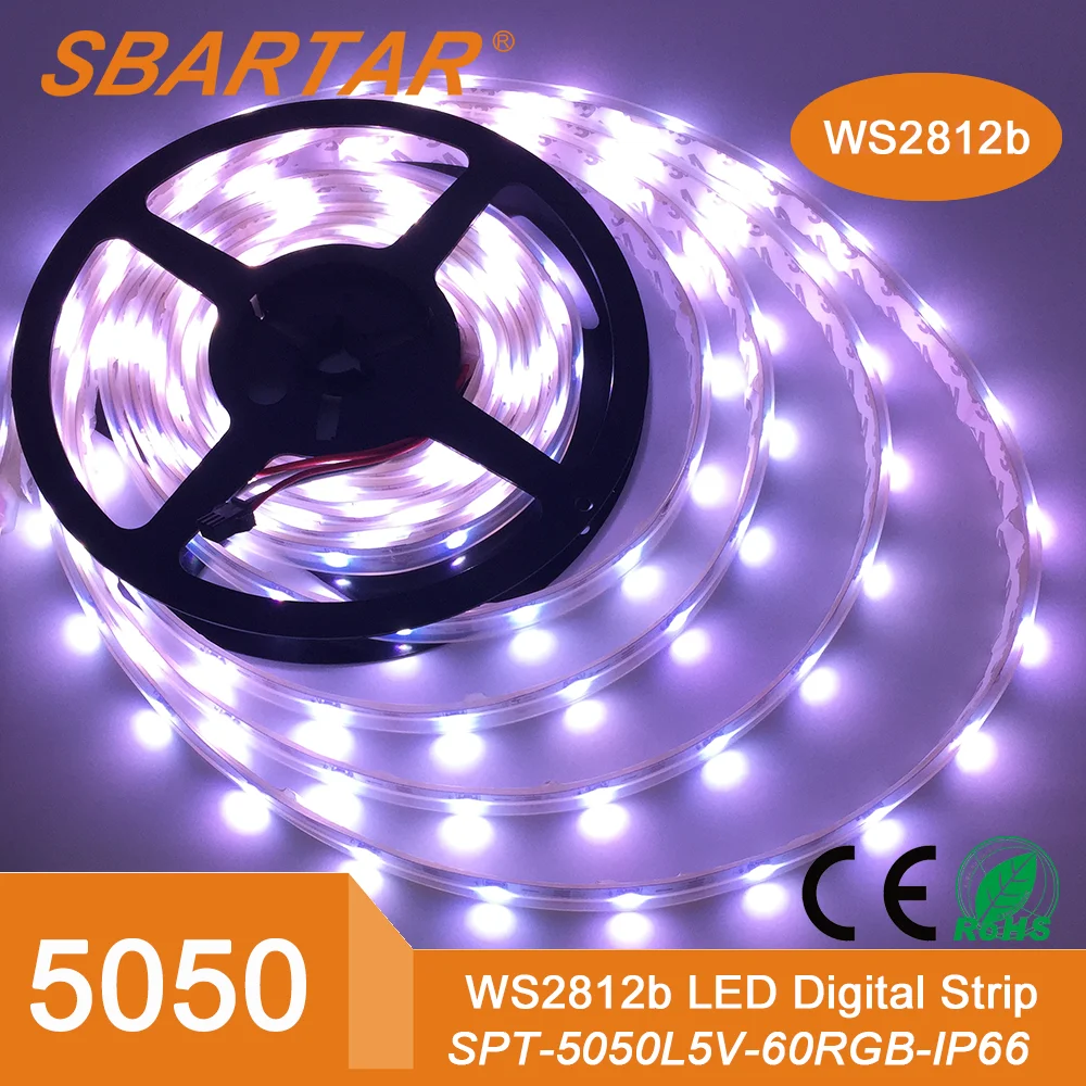 5 В Гибкая 5050 WS2812B Мечта Цвета СВЕТОДИОДНЫЕ Ленты Освещение Лента Лента