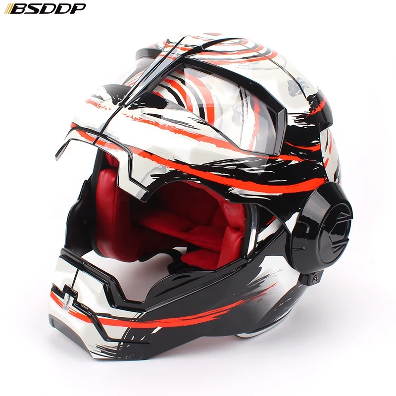 BSDDP Top ABS Moto biker Helmet Iron Man personality special fashion half open face motocross helmet matt black