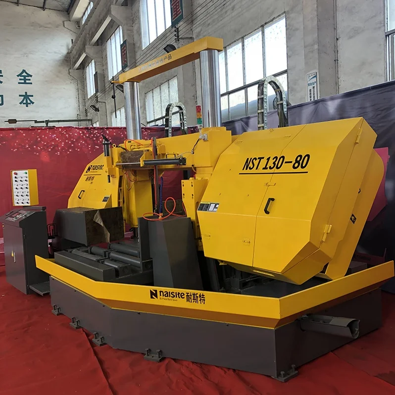 
High Quality Double cylinder Semi Automatic ODM Iron Metal Cutting Die Steel CE ISO Horizontal Band Sawing Machine NST130-80 