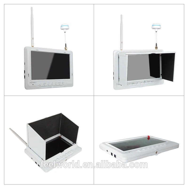 Feelworld 7 дюймов hd fpv монитор встроенной аккумулятор и двойной приемник 1024 * 600 разрешение для dji камерой дрона