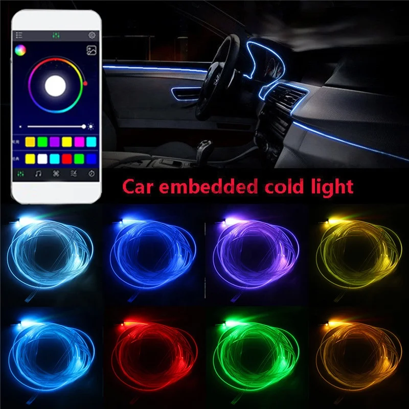  ADT 12 В красочный RGB управление через приложение Автомобильный светодиодный интерьер неоновый EL проводной светильник атмосферный