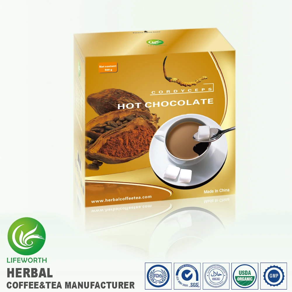 
Lifeworth OEM /ODM available detox fresh cocoa powder cordyceps extract hot chocolate powder with sample free 