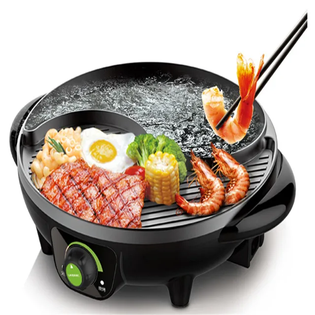 Liven Electric BBQ Grill with Hot Pot