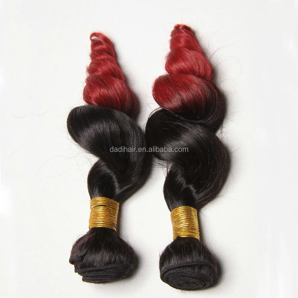 6A wholesale Brazilian human hair,Double drawn Soft ombre human hair extension,two tone color T1bbug loose wave