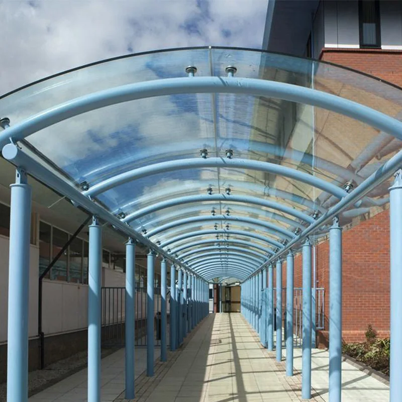 Прозрачная изогнутая крыша из закаленного стекла для строительства