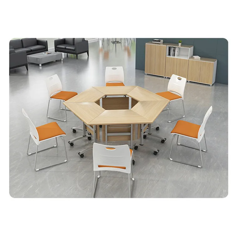 
New movable 6 person design small round folding conference table 