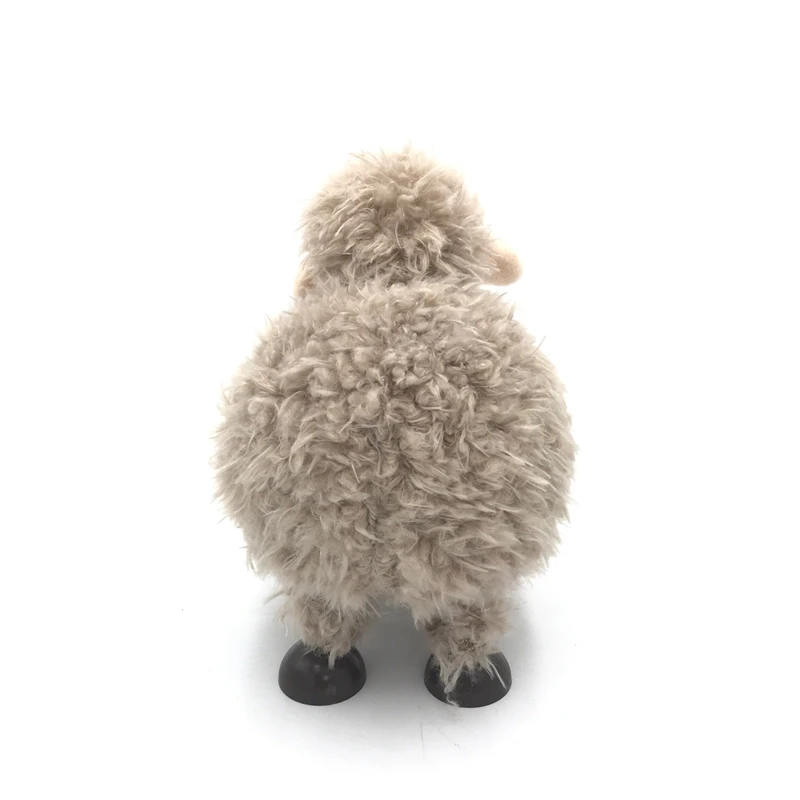 China wholesale custom art craft home decoration pieces brown fur lamb ornaments lovely mini plush sheep decor ideas